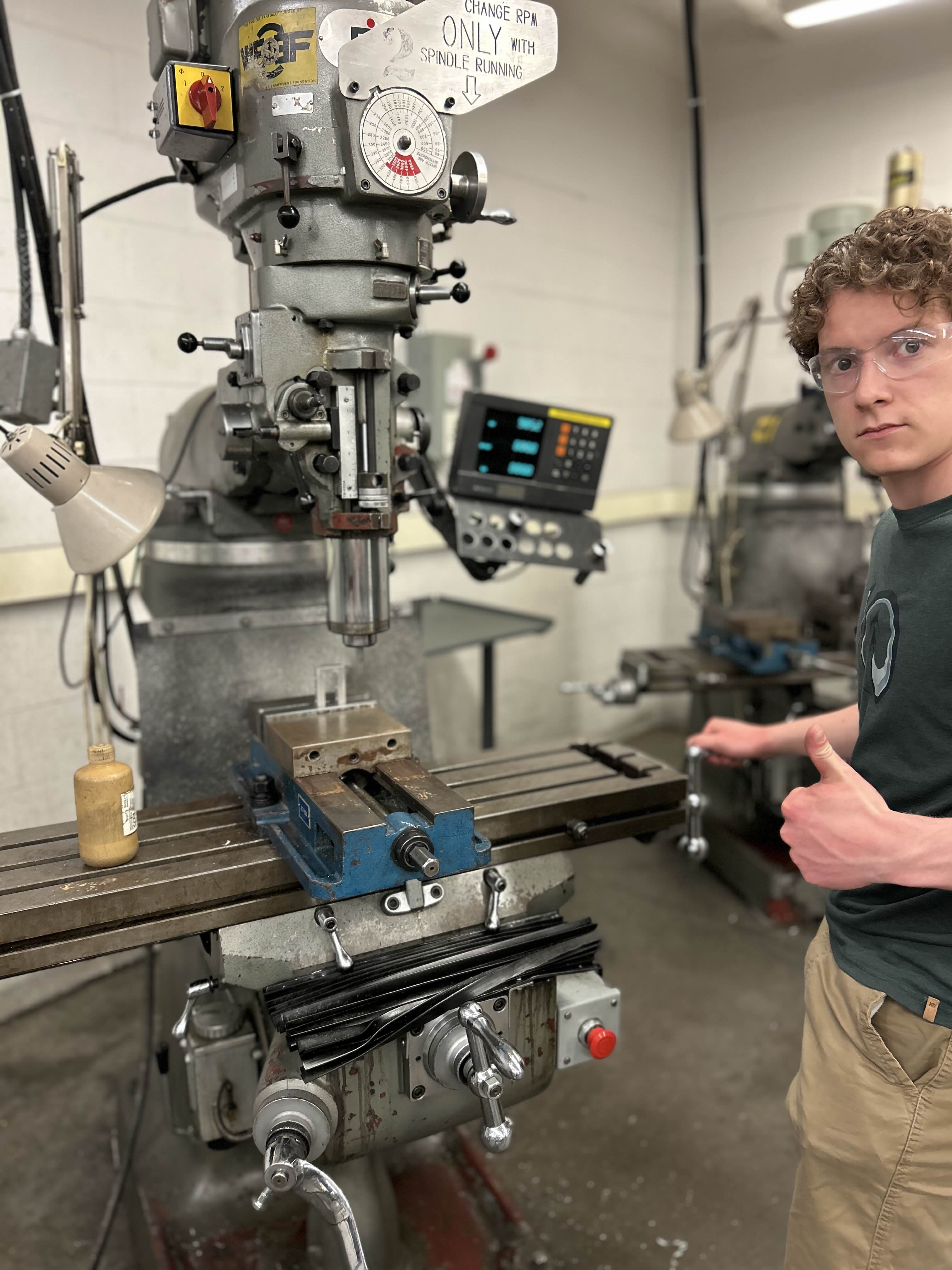 Carson in the machine shop